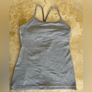 Lululemon Racerback Tank with Built-In Bra- Size 6, Black & White striped